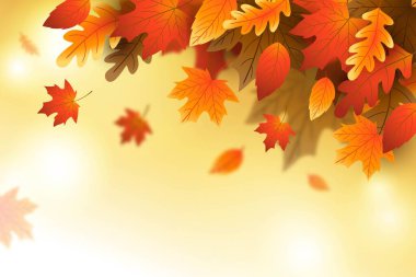 Sonbahar, arka plan vektör tasarımı illüstrasyonunu terk eder