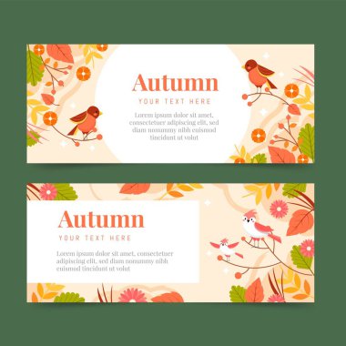 düz sonbahar afişleri vektör tasarım illüstrasyonunu ayarla