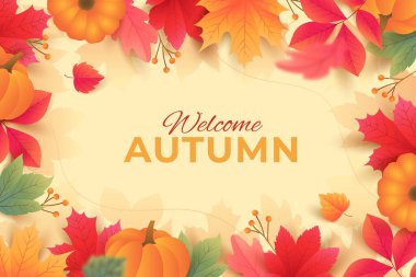 Sonbahar, arka plan vektör tasarımı illüstrasyonunu terk eder