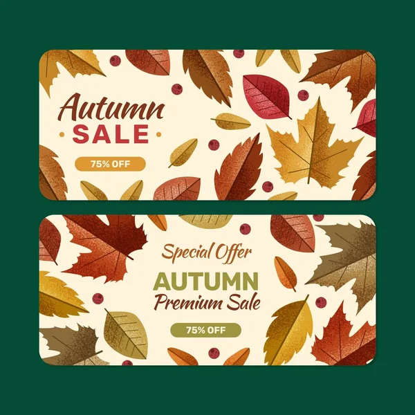 Hand Drawn Autumn Sale Banners Set Vector Design Illustration — Stock Vector