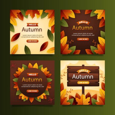 düz sonbahar instagram koleksiyon vektör tasarımı illüstrasyonunu gönderir