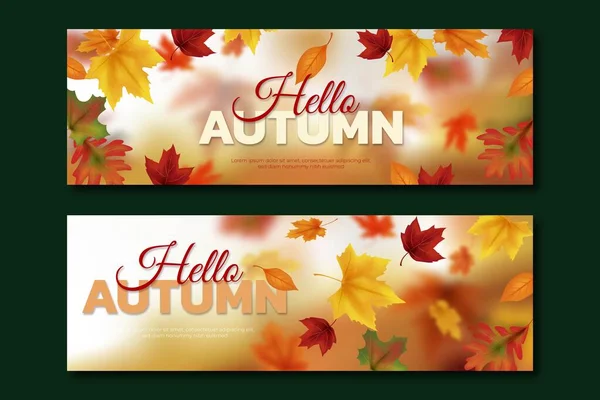 Realistic Autumn Horizontal Banners Set Vector Design Illustration — Stock Vector