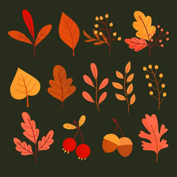 Dessin Main Automne Feuilles Collection Vectoriel Dessin Illustration — Image vectorielle