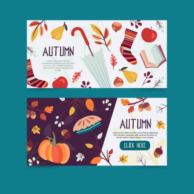 elle çizilmiş sonbahar bayrağı vektör tasarım illüstrasyonuName