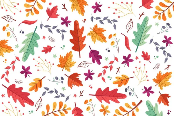 Hand Gezeichnet Herbst Blätter Hintergrund Vektor Design Illustration — Stockvektor
