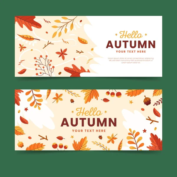 Flat Autumn Banners Template Vector Design Illustration — Stock Vector