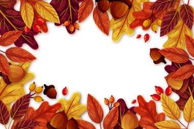 Yaprak vektör tasarımı illüstrasyonlu düz sonbahar arkaplanı