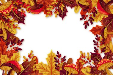 Yaprak vektör tasarımı illüstrasyonlu düz sonbahar arkaplanı