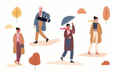 mevsimlik sonbahar giysi koleksiyonu vektör tasarımı illüstrasyonu