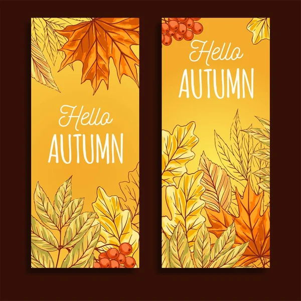 Hand Drawn Autumn Banner Template Vector Design Illustration — Stock Vector