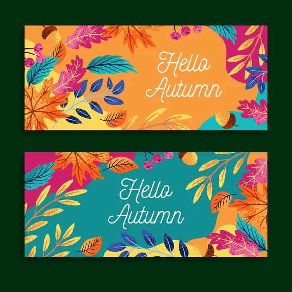 Hand Drawn Autumn Banner Template Vector Design Illustration — Stock Vector