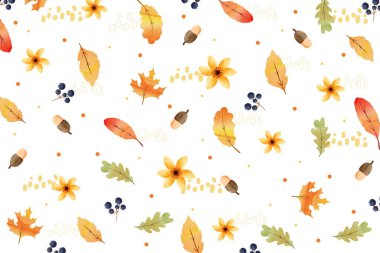 suluboya sonbahar arkaplan deseni vektör tasarımı çizimi