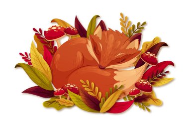 Yaprak vektör tasarımı illüstrasyonlu düz sonbahar arkaplanı