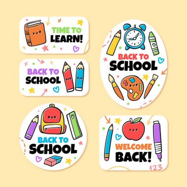 el çizimi okul vektör tasarımı illüstrasyon koleksiyonu