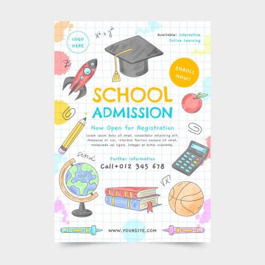 suluboya geri okul vektör tasarımı illüstrasyon dikey uçuş şablonu