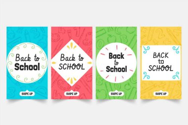 el çizimi okul vektör tasarımı illüstrasyon instagram hikaye koleksiyonu