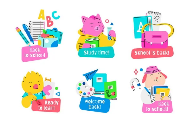 geri okul vektör tasarım illüstrasyon koleksiyonu