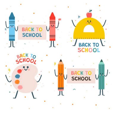 el çizimi okul vektör tasarımı illüstrasyon koleksiyonu