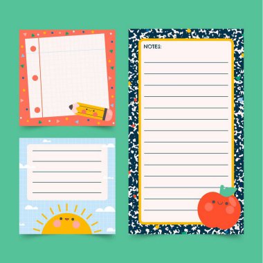 geri okul vektör tasarımı çizim kartı şablonu