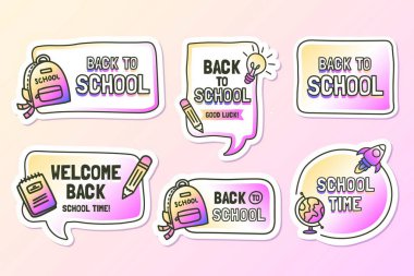 gradyan back school vektör tasarım illüstrasyon koleksiyonu