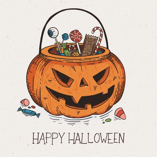 Hand Getekend Halloween Pompoen Achtergrond Vector Ontwerp Illustratie — Stockvector