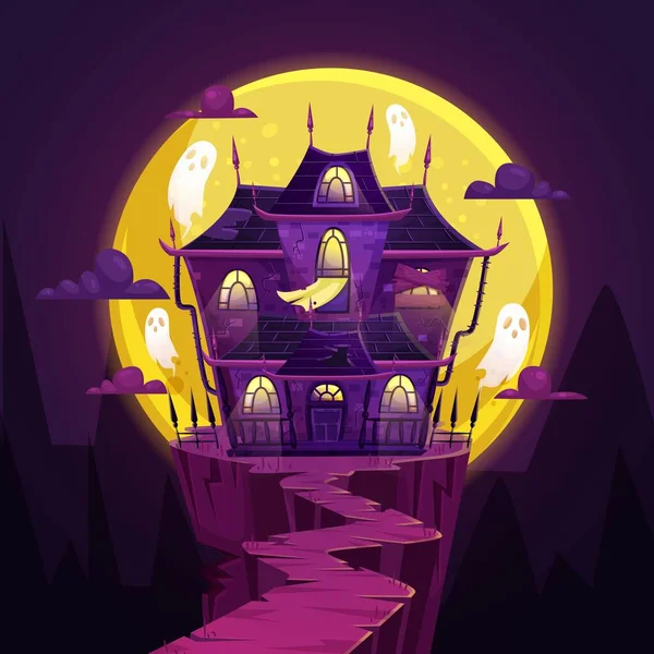 Terrifying Haunted House Background Vector Design Illustration — Stock Vector