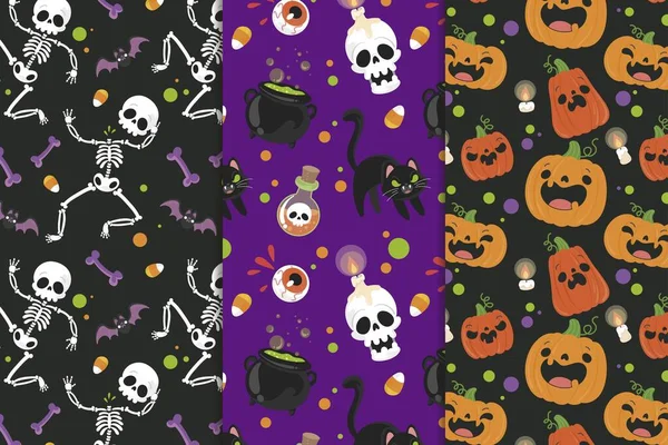 Disegno Vettoriale Disegnato Mano Collezione Modello Halloween Illustrazione — Vettoriale Stock