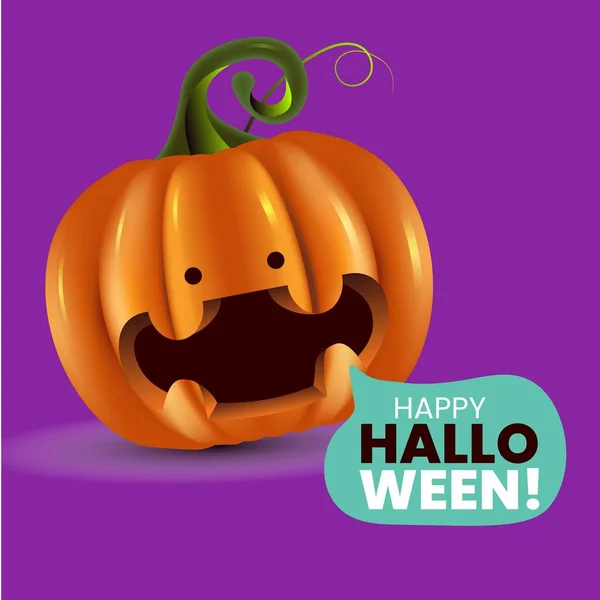 Realista Lindo Halloween Calabaza Vector Diseño Ilustración — Vector de stock