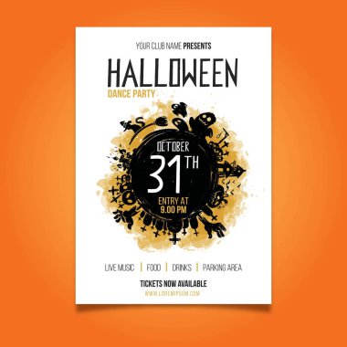 suluboya cadılar bayramı partisi poster şablonu vektör tasarımı illüstrasyonu