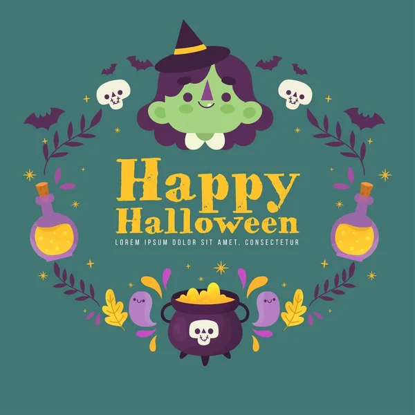 Ručně Kreslené Strašidelné Halloween Rám Vektor Design Ilustrace — Stockový vektor