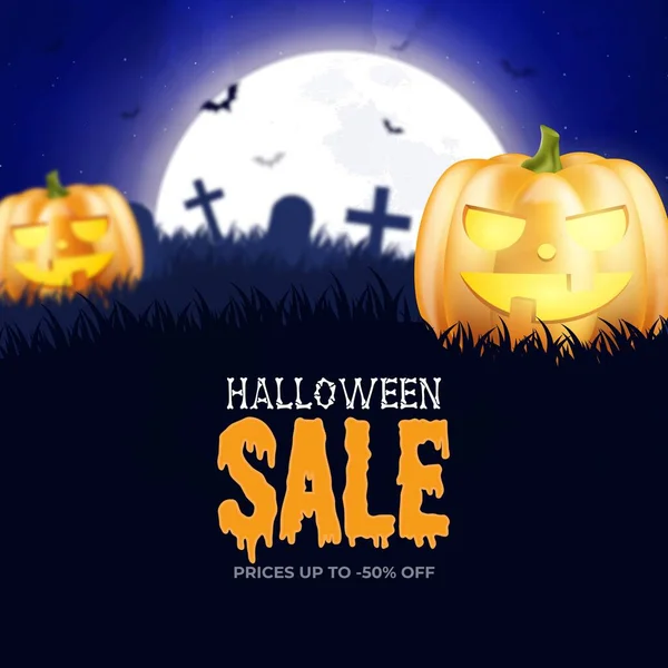 Realistyczne Dynie Halloween Sprzedaż Wektor Projekt Ilustracja — Wektor stockowy