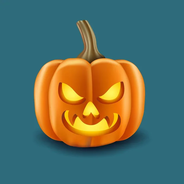 Realista Lindo Enojado Halloween Calabaza Vector Diseño Ilustración — Vector de stock