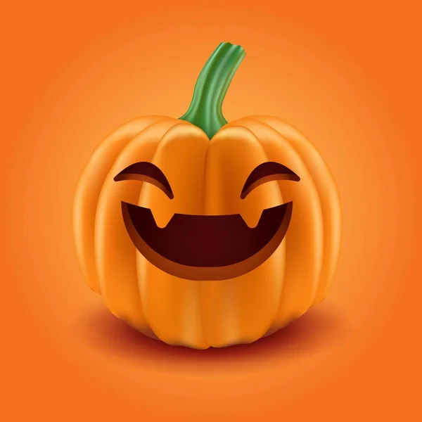 Realista Bonito Smiley Halloween Abóbora Vetor Design Ilustração — Vetor de Stock