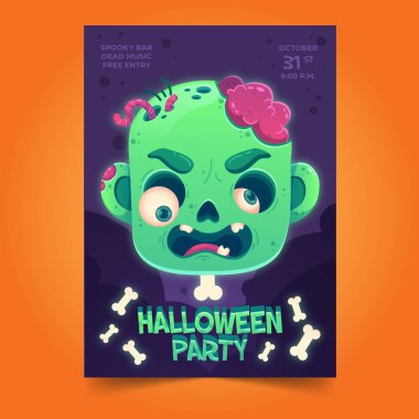 düz cadılar bayramı parti poster şablonu vektör tasarımı illüstrasyonu