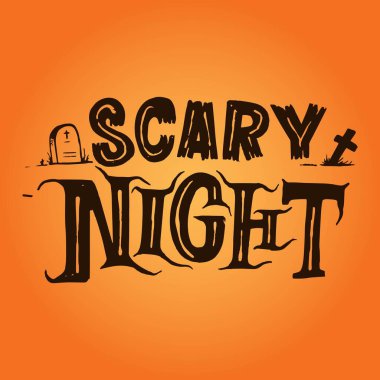 siyah korkunç gece harfleri vektör tasarımı çizimi