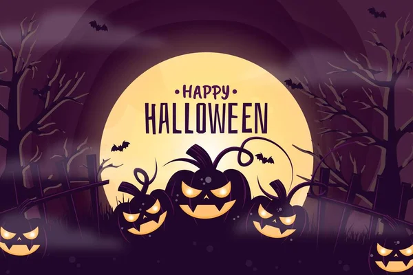 Gruselig Halloween Hintergrund Mit Kürbissen Vektor Design Illustration — Stockvektor