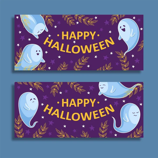 Ručně Kreslené Halloween Bannery Vektorový Design Ilustrace — Stockový vektor