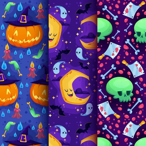 Ploché Halloween Kolekce Vektorový Design Ilustrace — Stockový vektor