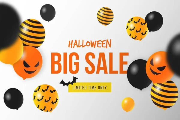 Halloween Verkauf Hintergrund Mit Luftballons Vektor Design Illustration — Stockvektor