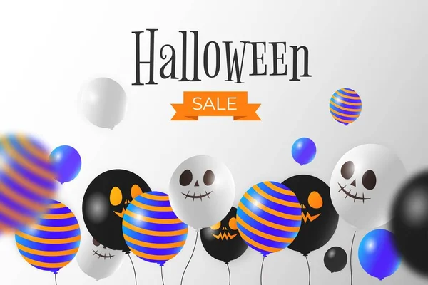 Halloween Verkauf Hintergrund Mit Luftballons Vektor Design Illustration — Stockvektor