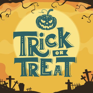 Mezarlık vektör tasarımı illüstrasyonlu hileli ikram harfleri