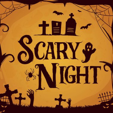 Korkunç gece harfleri vektör tasarımı çizimi