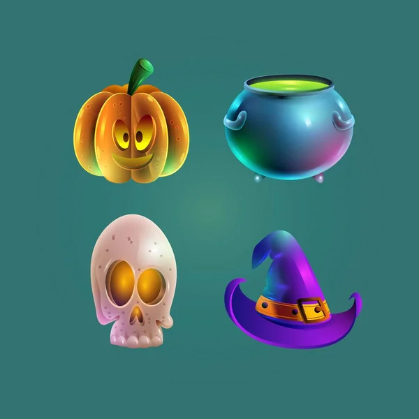 Realistický Kreslený Halloween Prvek Kolekce Vektorový Design Ilustrace — Stockový vektor