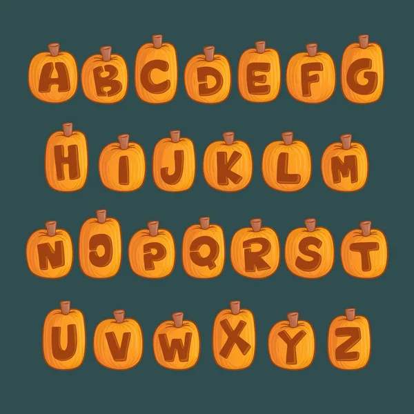 Halloween Kürbis Alphabet Vektor Design Illustration — Stockvektor