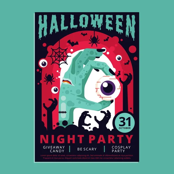 Bunt Halloween Poster Flach Design Vektor Design Illustration — Stockvektor