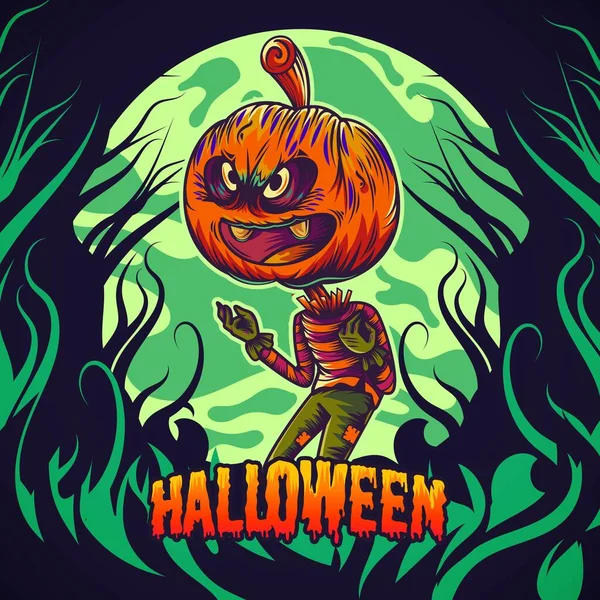 Dessin Main Halloween Jack Lanterne Vectorielle Illustration Conception — Image vectorielle