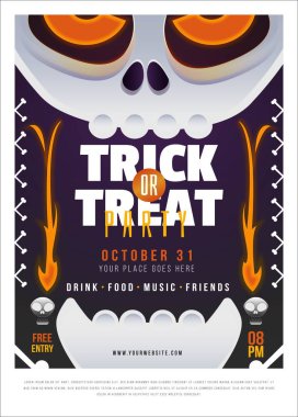 Cadılar Bayramı partisi poster düz tasarım vektör çizimi