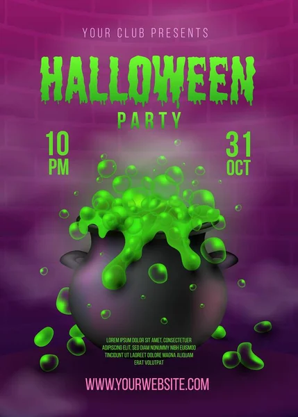 Realista Halloween Partido Cartel Plantilla Diseño Vector Ilustración — Archivo Imágenes Vectoriales