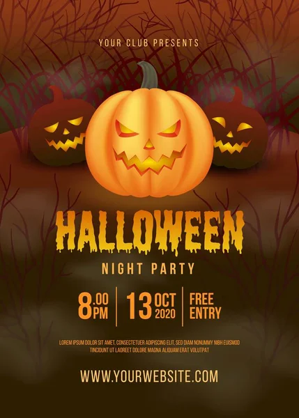 现实的Hallobetween Party Poster Template Design Vector Illustration — 图库矢量图片