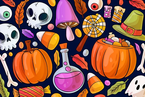 Ručně Kreslené Halloween Pozadí Design Vektorové Ilustrace — Stockový vektor